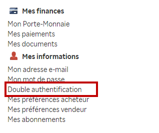 accès à la double authentification