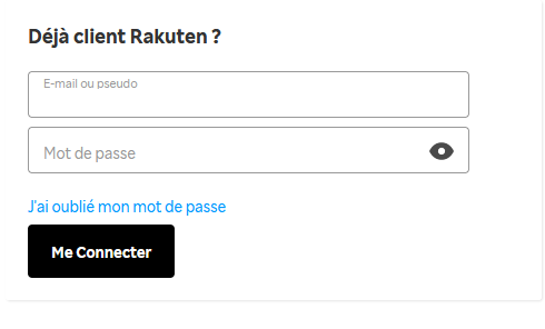 connexion au compte Rakuten