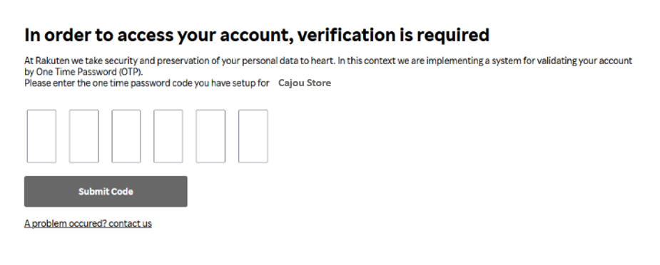 acces a rakuten via google authentificator